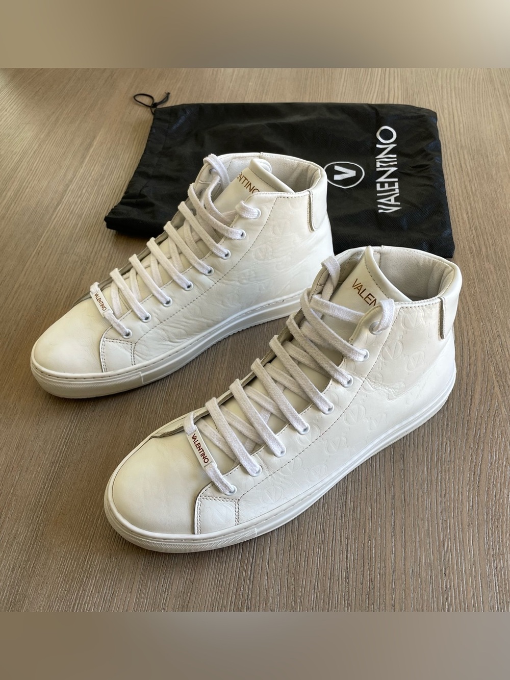 Valentino Vince Italian Leather High Top Sneaker White Men's Size 9US/42EU/8UK